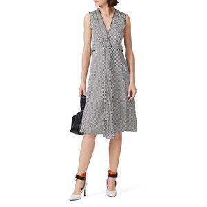 Deborah Lyons Ashley Midi Dress V-Neck Black & White Striped Size 16 MSRP $980